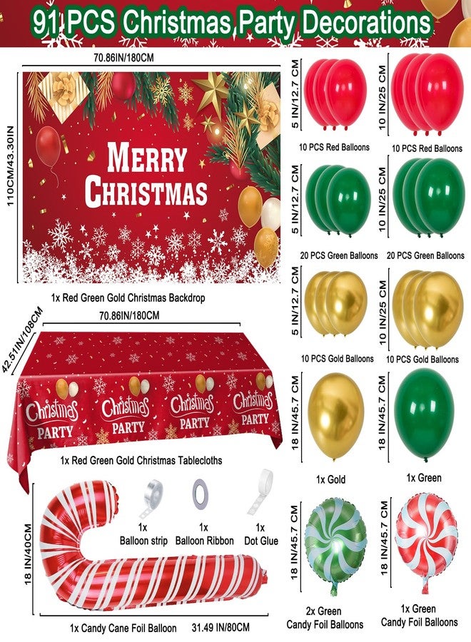 Coosilion 2025 Christmas Party Decorations-Balloon Arch Garland Kit with Green Red Candy Cane Balloons, Merry Christmas Backdrop Banner Tablecloths for XMAS Decorations Supplies - Image 2